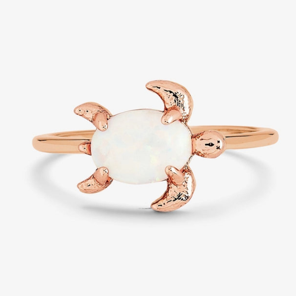 Pura Vida Opal & Rose Gold Sea Turtle Ring